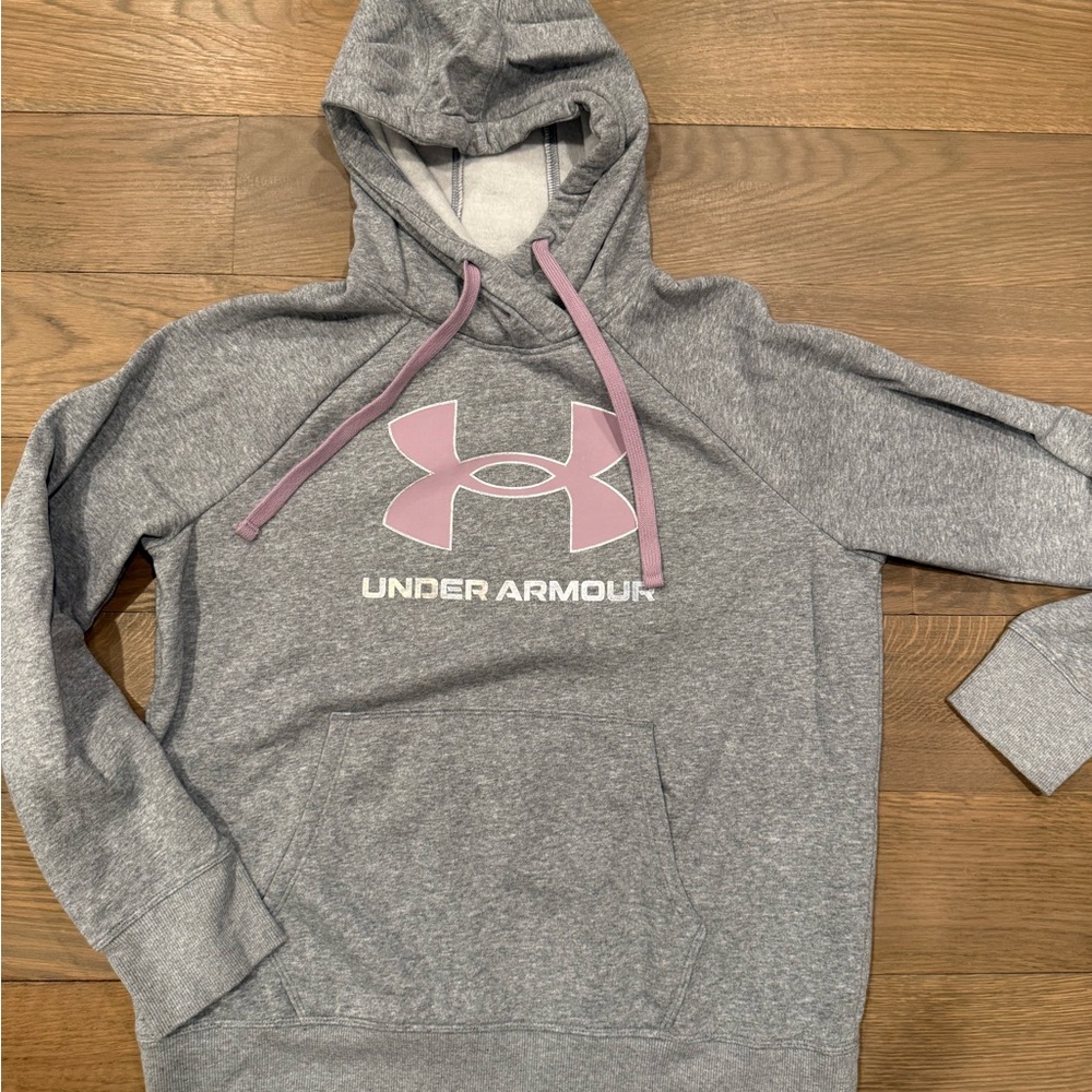 NWOT Under Armour Gray Hoodie with Pink Logo